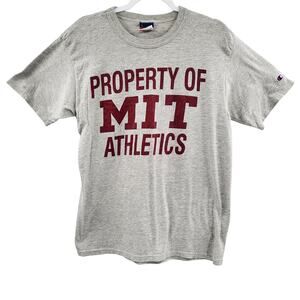Property of MIT Athletics Gray Maroon T-Shirt Champion Authentic Athletic Size M